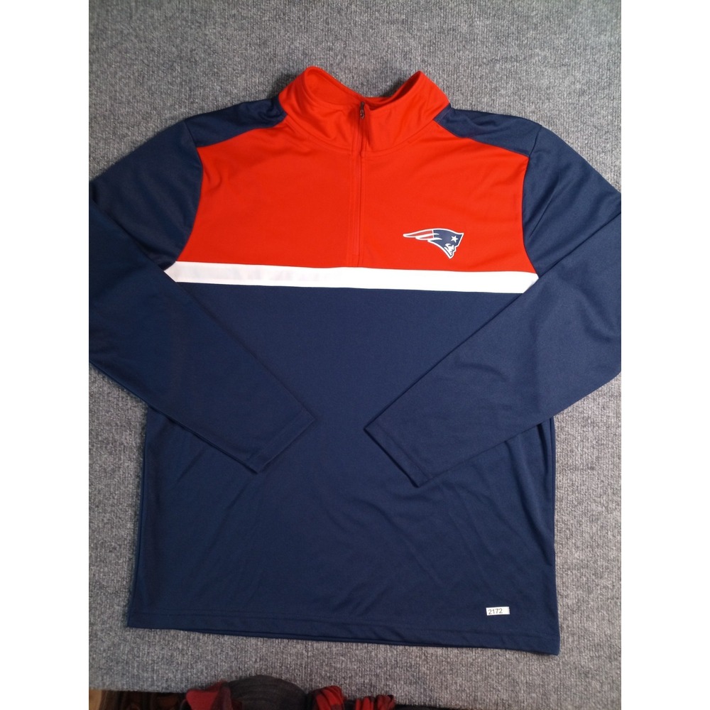 New England Patriots NFL Team Apparel Quarter Zip Pullover Men's XL Red Blue